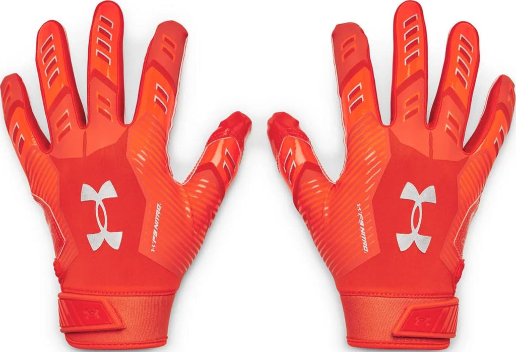 Under Armour Men'S F9 Nitro Football Gloves, (860) Dark Orange/Phoenix Fire/Metallic Silver, X-Large