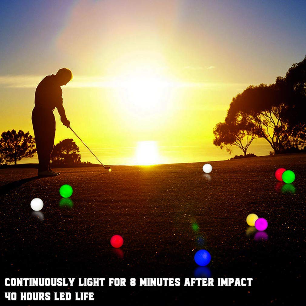Thiodoon Glow In The Dark Golf Balls Light Up Led Golf Balls Night Golf Gift Sets For Men Kids Women 6 Pack (6 Colors In One)