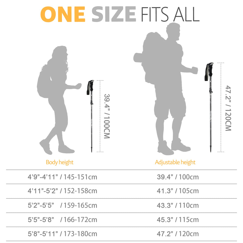 Trekking Poles Collapsible Hiking Poles - Auminum Alloy 7075 Trekking Sticks, Antishock And Quick Lock System, Telescopic, Colla