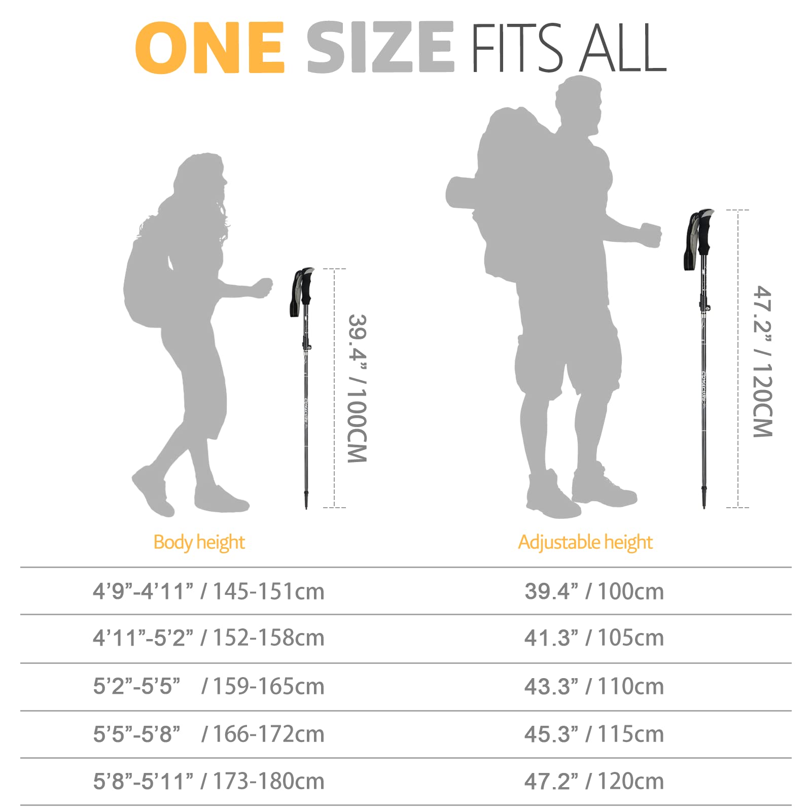 Trekking Poles Collapsible Hiking Poles - Auminum Alloy 7075 Trekking Sticks, Antishock And Quick Lock System, Telescopic, Colla