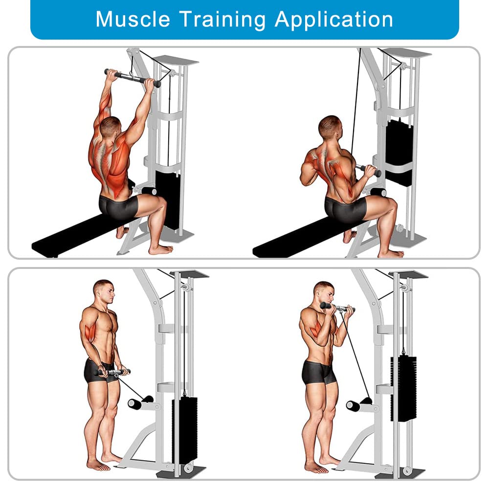 Seleware 18'' Rotating Straight Bar Cable Machines Attachments For Gym, Pull Down Bar Press Down Bar With Non-Slip Flat Soft Rub
