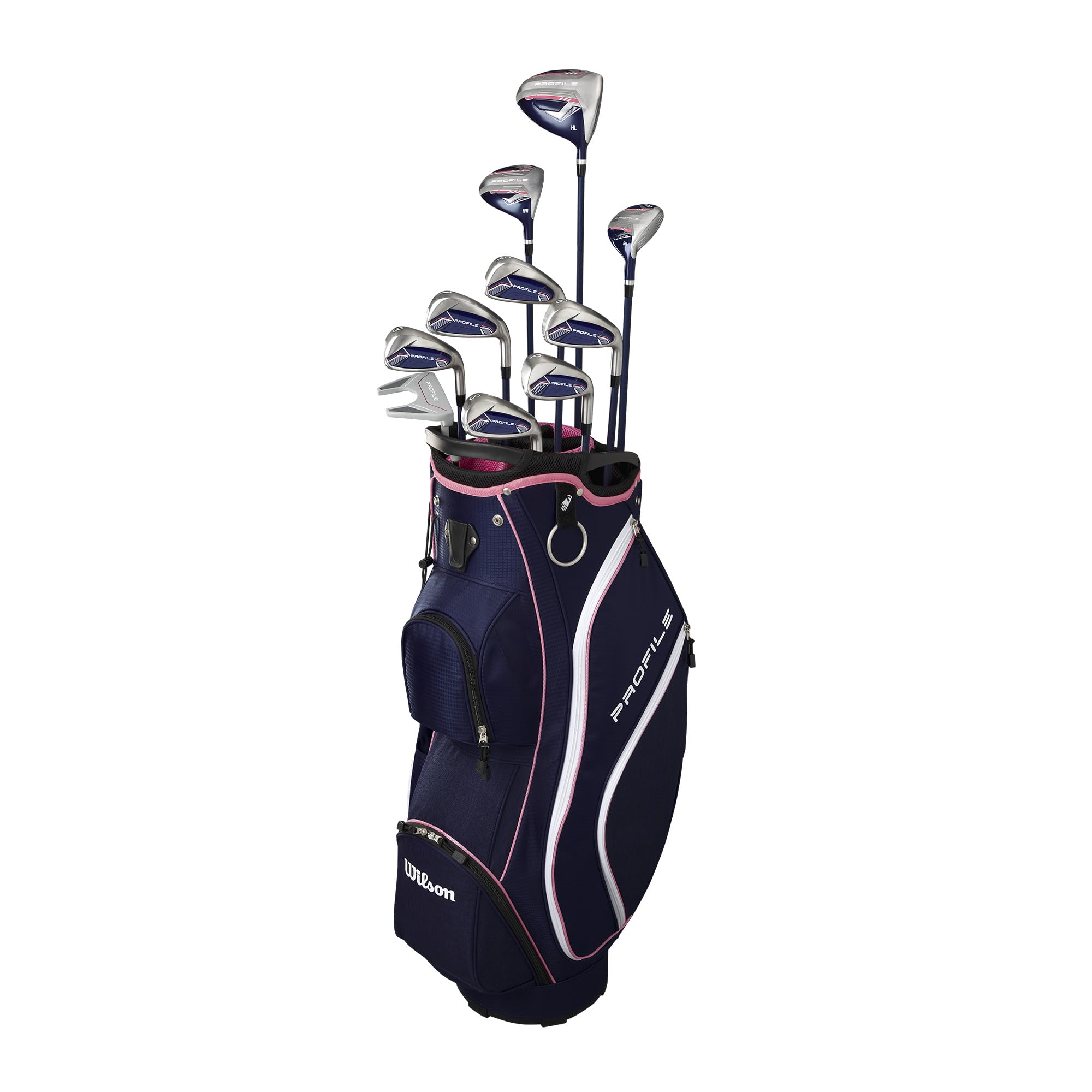 Wilson Womens Profile Complete Golf Set with Cart Bag - Left Hand, Ladies, Navy/Rose Gold/Silver