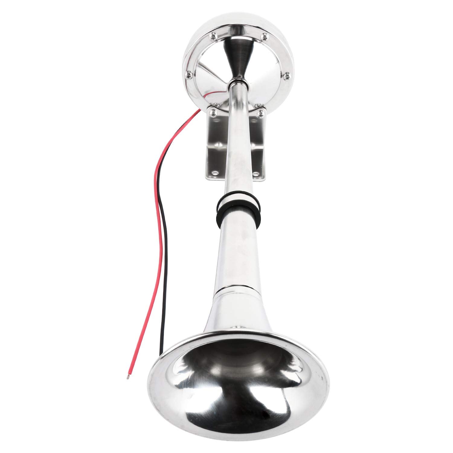 Amarine Made 12V Marine Boat Horn 115Db Stainless Steel Single Trumpet Horn For Ship Truck Rv Trailer, Low Tone, 16-1/8''