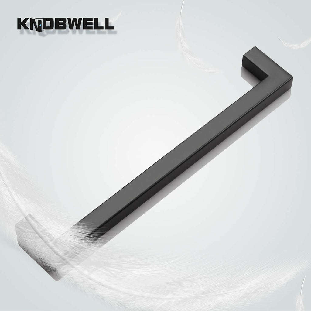 Knobwell 12 Pack Black Stainless Steel Kitchen Cabinet Door Handles, Euro Style Kitchen Drawer Pulls - Hole Centers 7-916, Overa
