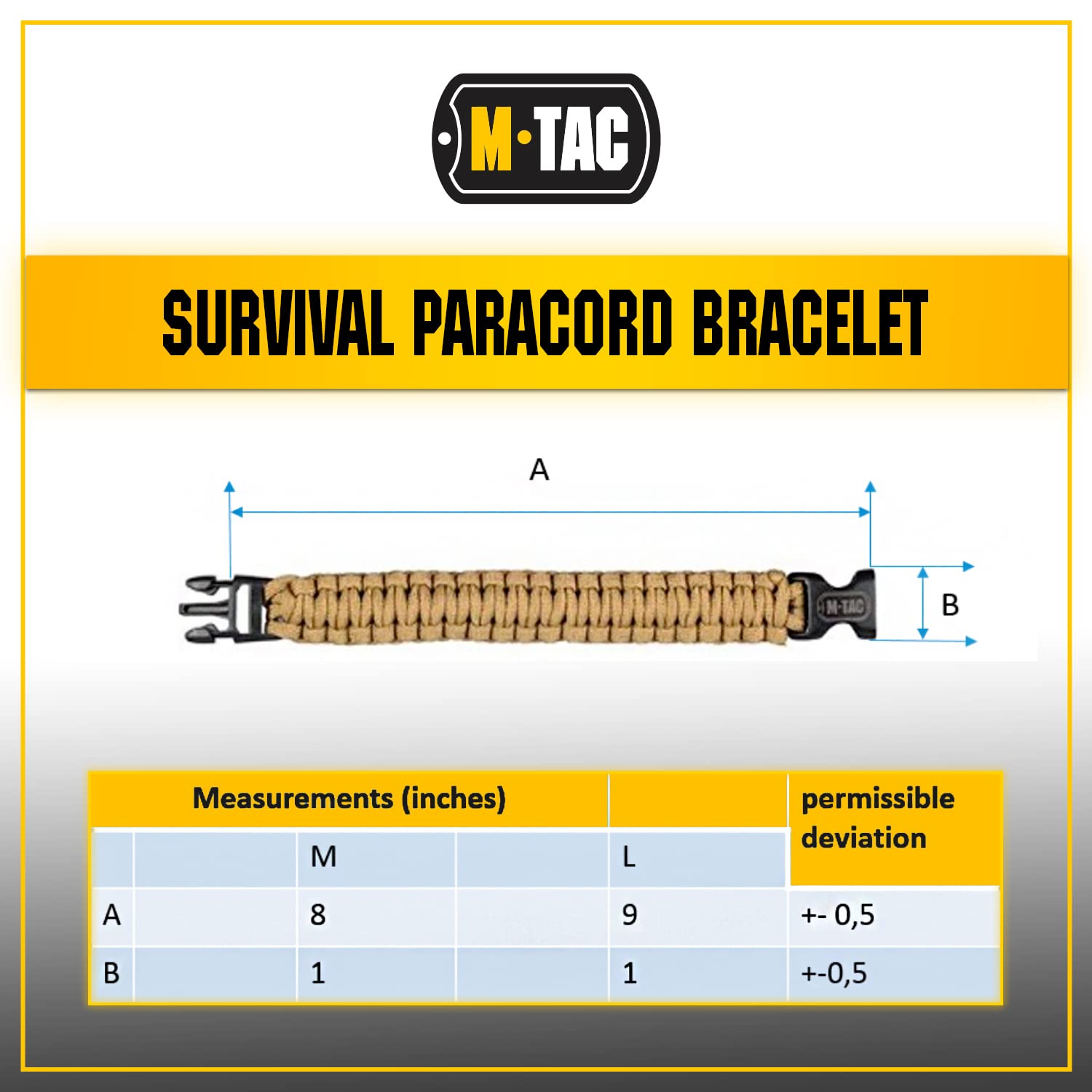 M-Tac Survival Paracord Bracelet - 12  Ft Emergency Rope With Compass & Whistle - Tactical Cord For Camping, Hiking, Edc (Coyote