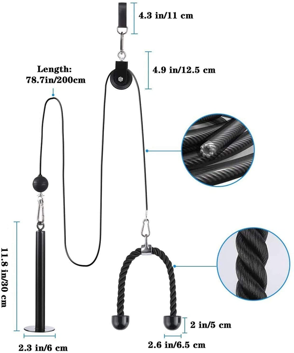 Morwealth Cable Pulley System, Lat Pull Down Weight Pulley System Gym Fitness Diy Loading Pin Weight Lifting Triceps Rope Workou