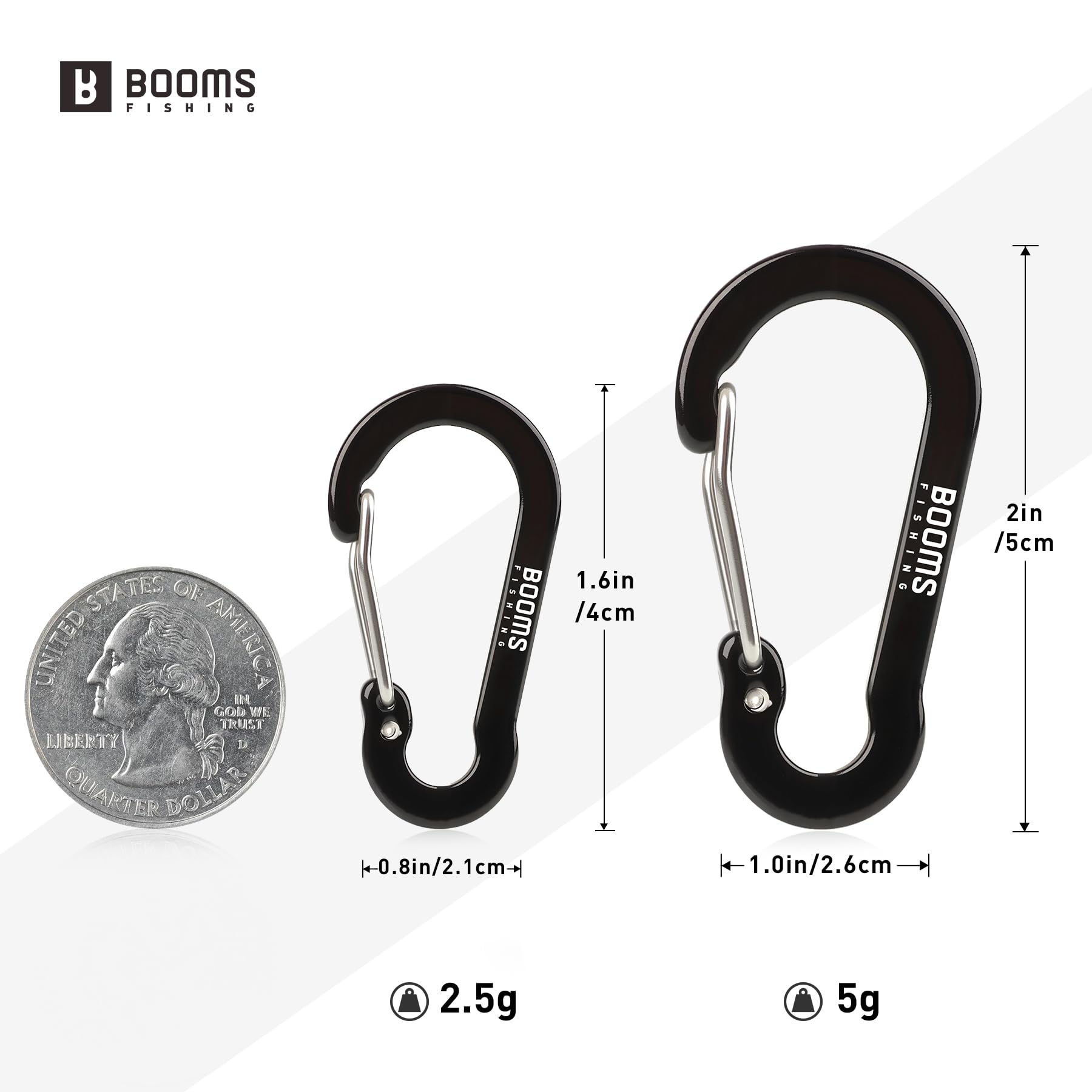 Booms Fishing 20Pack Carabiner Clips: Multi-Use 2In Small Carabiner Clip - Mini Keychain Caribeaner Clip For Keys, Camping, Hiki