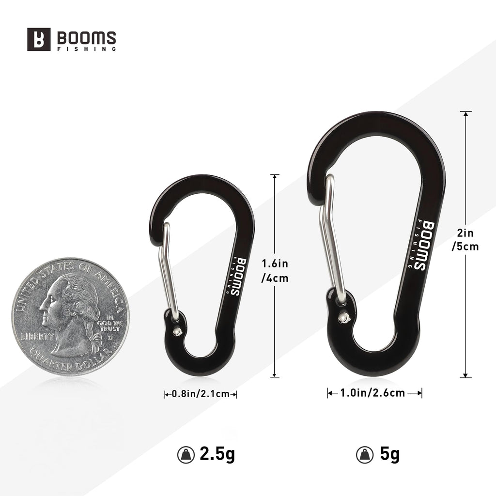 Booms Fishing 20Pack Carabiner Clips: Multi-Use Small Carabiner Clip - 1.57In Mini Keychain Caribeaner Clip For Keys, Camping, H