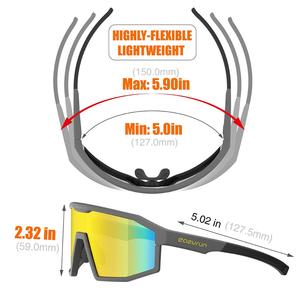 Eazyrun 24K Gold Small Narrow Polarized Sports Sunglasses For Men Women, Youth Baseball Shield Ski Pit Vipers
