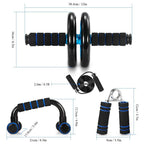 Tomshoo Ab Wheel Roller Kit With Push-Up Bar, Knee Mat, Jump Rope And Hand Gripper - Home Gym Workout For Men Women Core Strengt