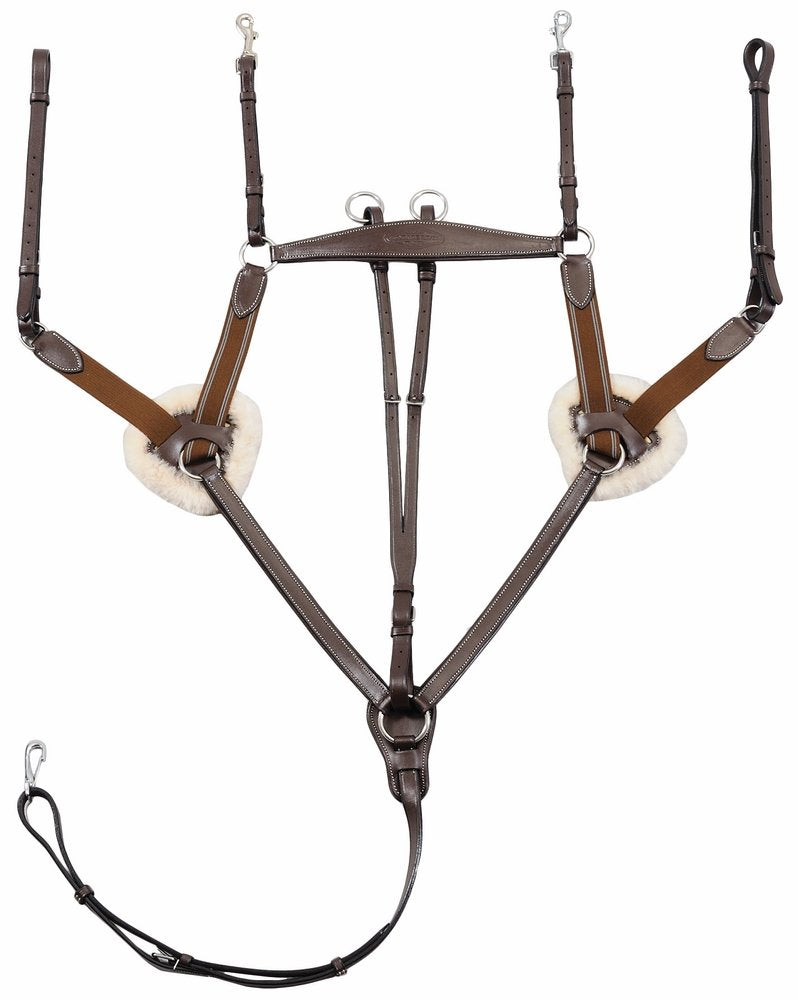 Henri de Rivel Pro 5 Point Elastic Breastplate Martingale with Running Attachment - Black - Horse