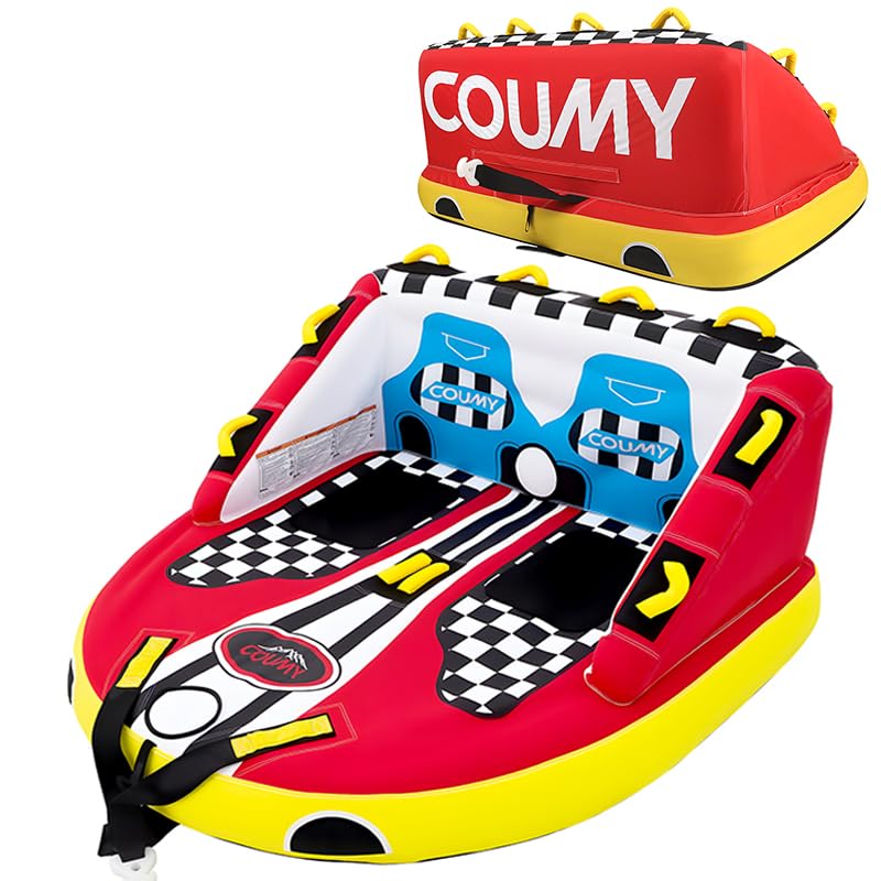 Coumy 2 Person Towable Tubes for Boating,Pull Behind Tube Inflatable Towable Tube Inflatable Water Sports Towables for Boats Fro