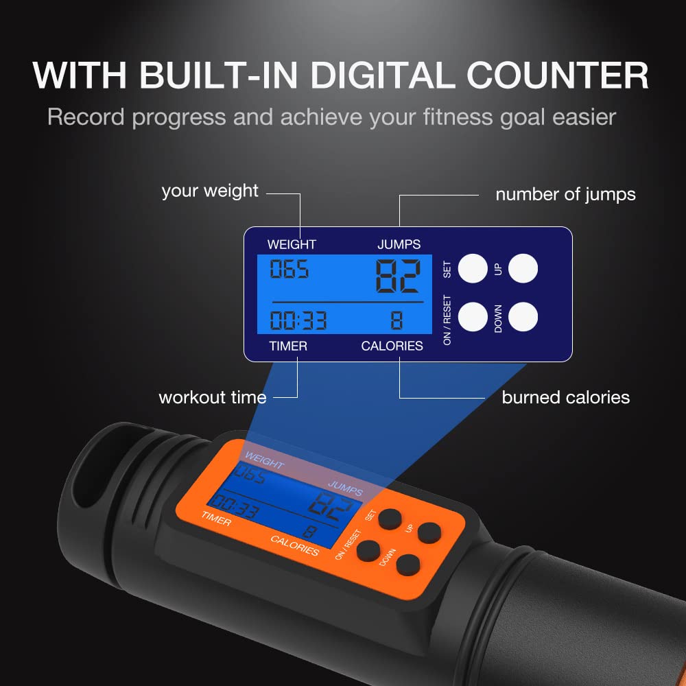 Jump Rope, H Handio Jump Rope With Counter, Workout Jumping Rope With Steel Ball Bearings, Adjustable Length Speed Skipping Rope