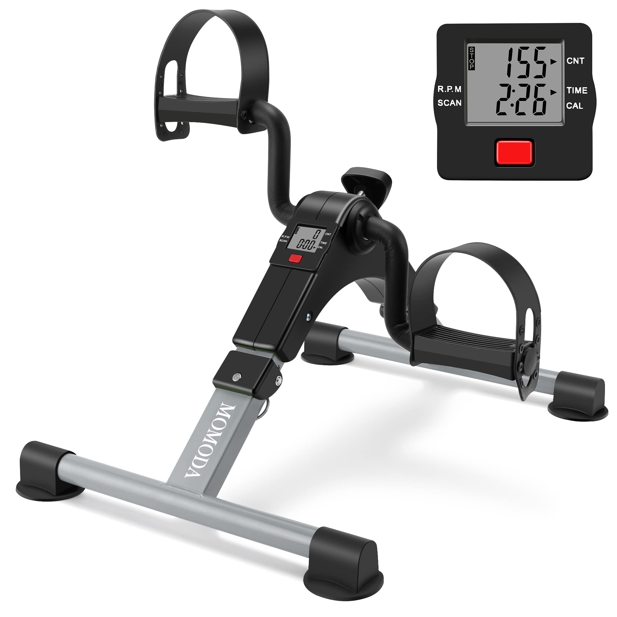 Pedal Exerciser Desk Exercise Bike Leg And Arm Recovery Bike With Lcd Monitor Foldable And Porable (Black/Grey)