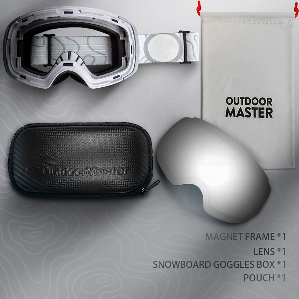 OutdoorMaster Ski Goggles PRO - Frameless, Interchangeable Lens 100% UV400 Protection Snow Goggles for Men & Women (Camo Frame V