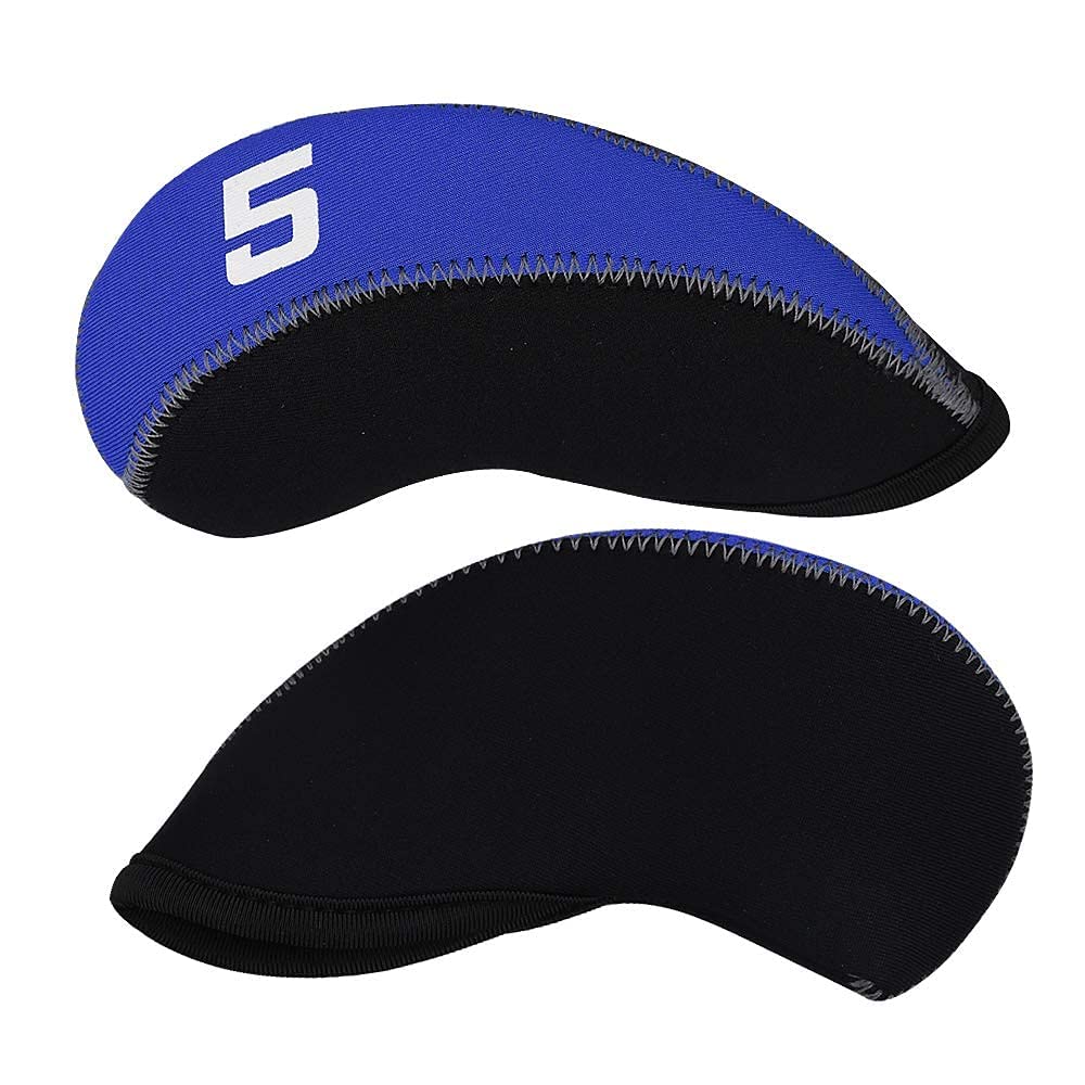 11Pcs/Set Neoprene Iron Headcover Set With Large No. For All Brands Callaway,Ping,Taylormade,Cobra Etc. (Blue & Black)
