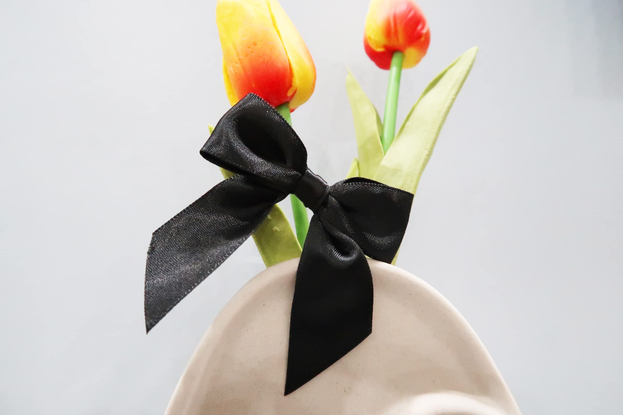Rainbow Pana 60 Pack Twist Tie Bows For Treat Bags 25 Black Satin Ribbon Bows For Package Craft Gift Wrapping Decoration