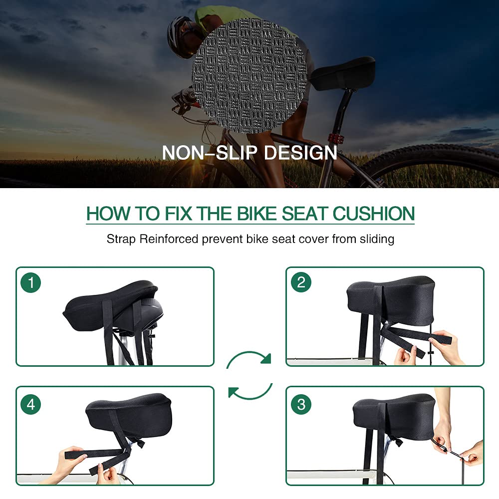 Anzome Bike Seat Cushion, Wide Gel Bike Seat Cover & Extra Soft Gel Bike Seat Cushion For Women Men Everyone, Fits Spin, Station