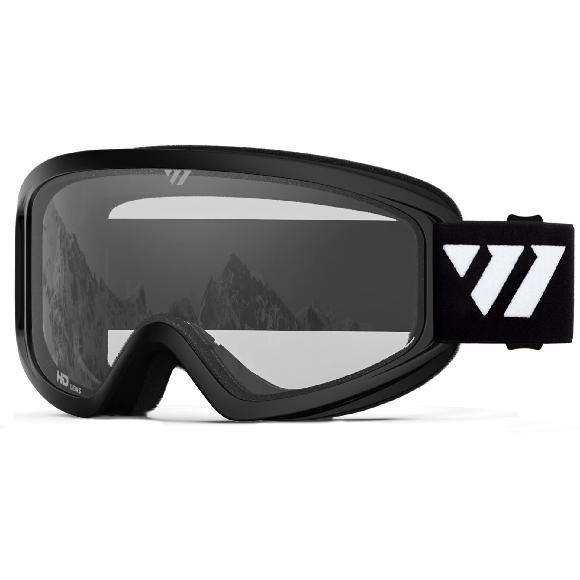 Wiston Ski Goggles - Otg Snow/Snowboard Goggles For Men, Women & Youth - 100% Uv Protection (Black Frame/Clear Lens)