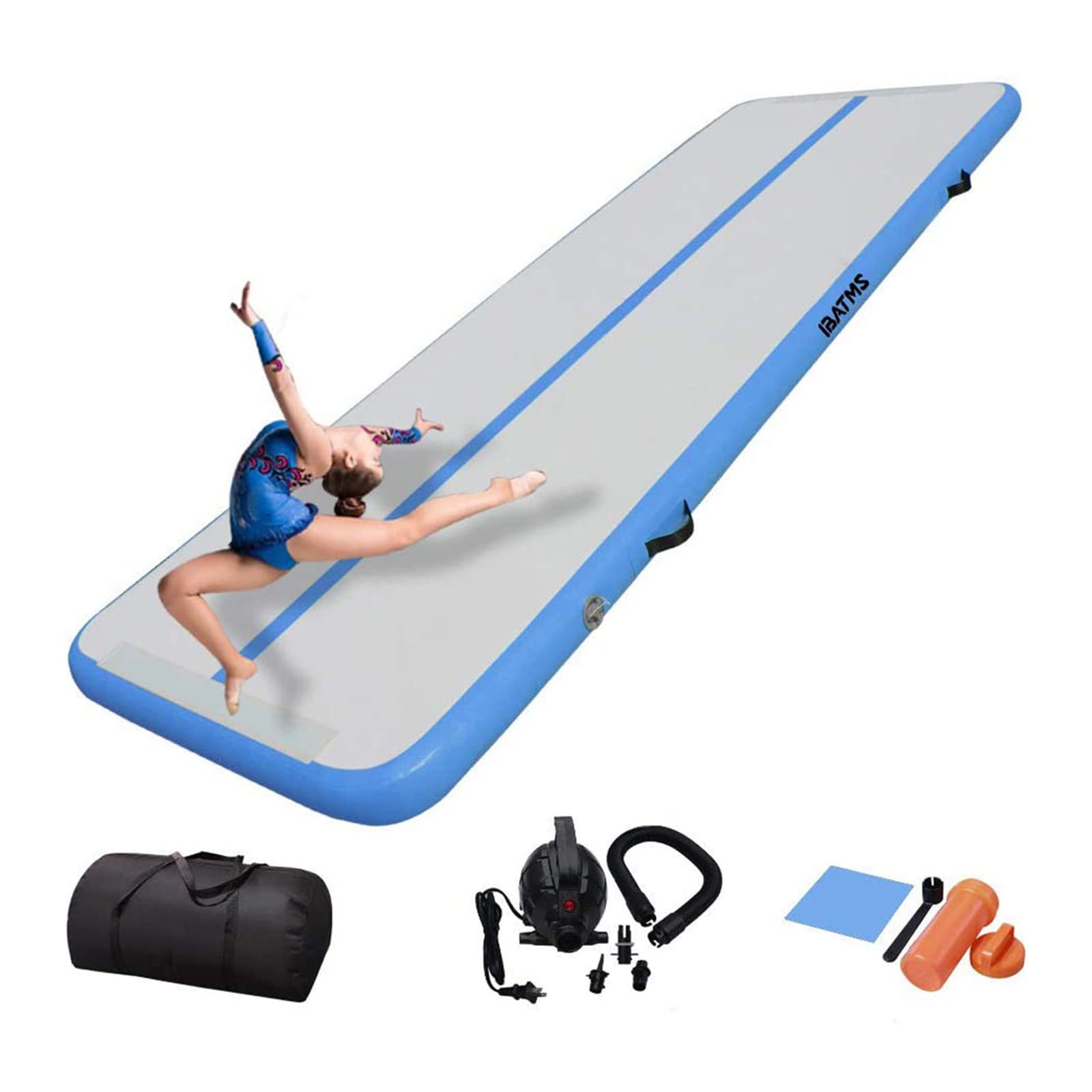 Ibatms Air Tumbling Mat, 10Ft/13Ft/16Ft/20Ft Inflatable Gymnastics Air Mat For Gymnastics Training/Home Use/Cheerleading/Yoga/Wa