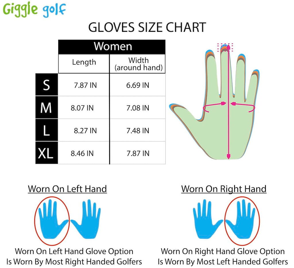 Giggle Golf Women 'S Golf Glove (X-Large, Worn On Left Hand, Usa)
