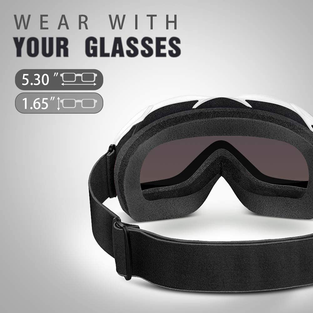 Outdoormaster Otg Ski Goggles - Over Glasses Ski/Snowboard Goggles For Men, Women & Youth - 100% Uv Protection (Panda Frame + Vl
