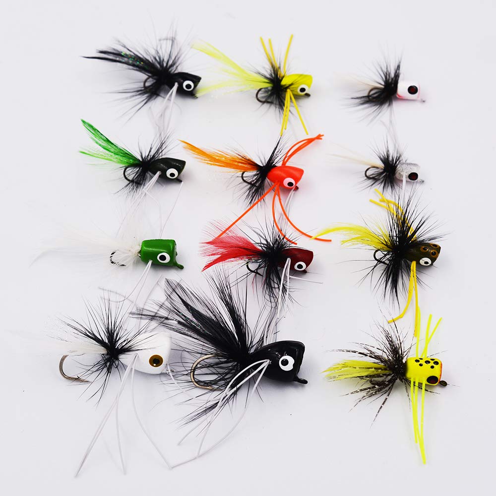 Bass Popper Dry Fly Fishing Lure Kit Panfish Bait (Color3)
