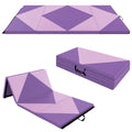 Goplus Folding Gymnastics Mat, 8 X 4 X 2'' Tumbling Mat With Hook And Loop Fasteners, Pu Leather, Carrying Handles For Home Gym 