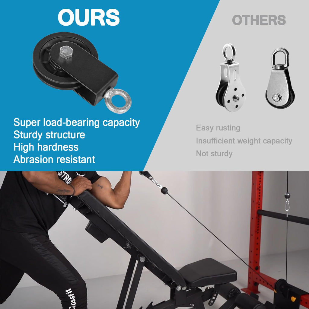 Favuit Cable Pulley, 360 Degree Rotation Silent Pulley Wheel 3.54 In Detachable Traction Wheel Weight Pulley System Attachments