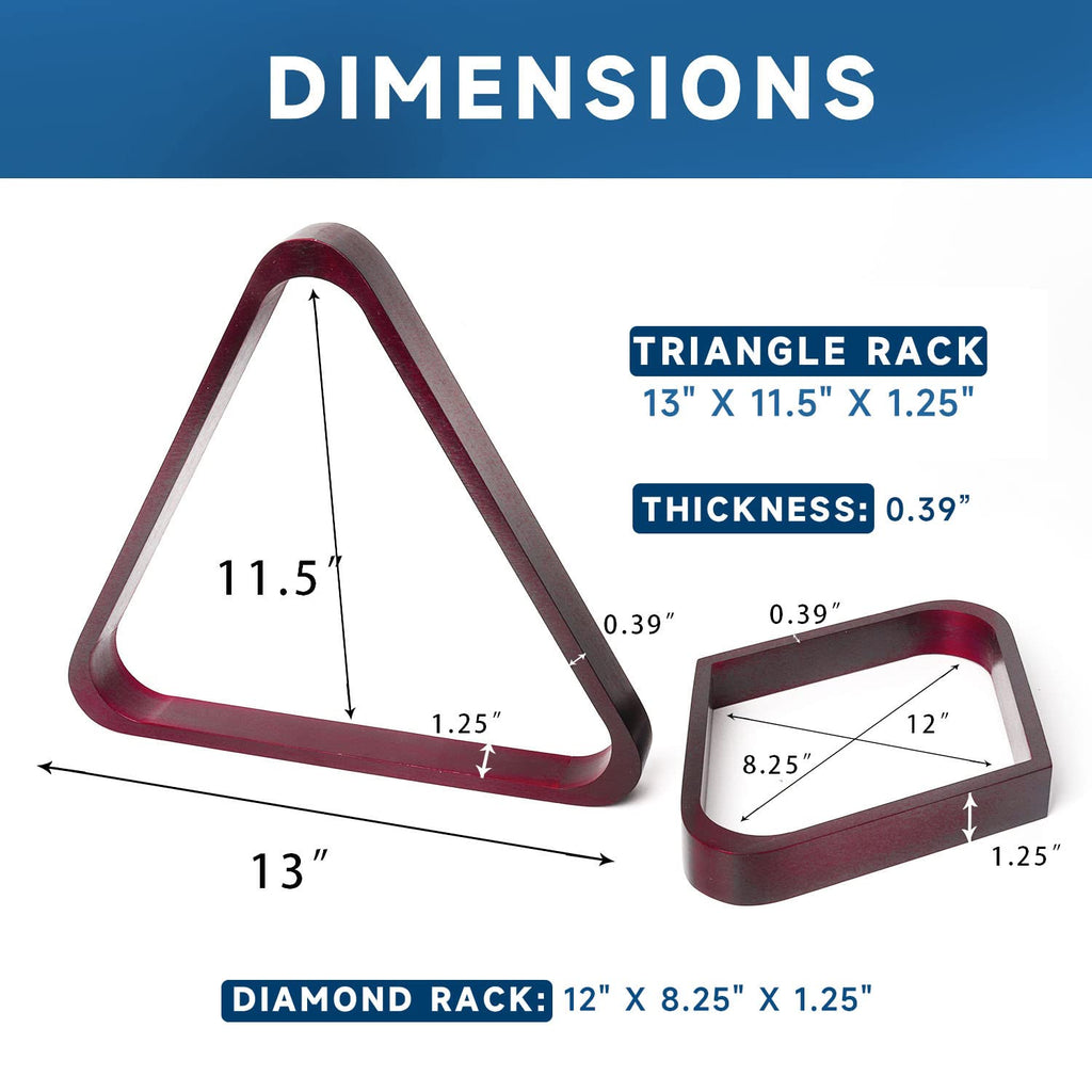 Gse Solid Wood Billiard 8-Ball Triangle & 9-Ball Diamond Pool Ball Racks For 2-1/4'' Pool Balls (Mahogany Triangle & Diamond Rac
