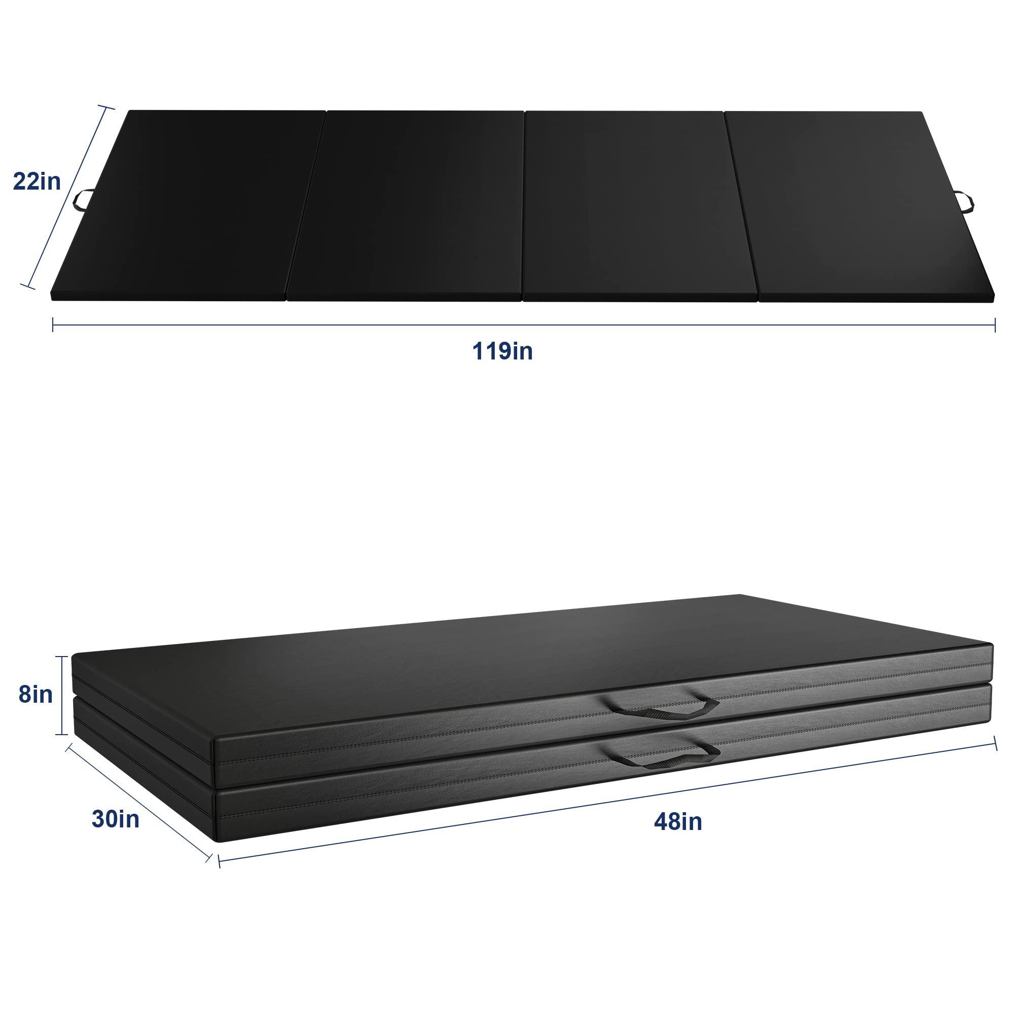 Elevens Gymnastics Mat For Tumbling 10X4X2'', Thick Folding Exercise Mat For Home,Gym Mats For Home Workout, Tumbling Mats For K