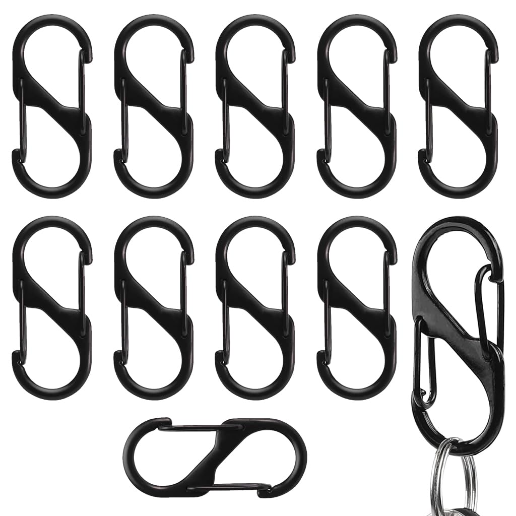 Proberos 10 Pcs Dual Hook S-Shape Carabiner Clip Keyring & Keychain With Dual Hooks, Multi-Purpose For Backpack, Camping, Outdoo