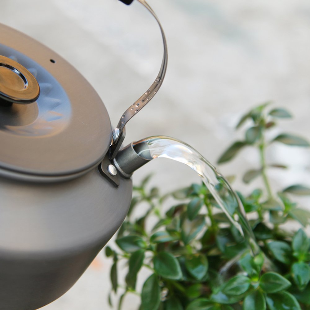 Docooler Camping Kettle - 1.6L Portable Ultra-Light Outdoor Hiking Camping Picnic Water Kettle, Teapot, Coffee Pot - Compact, Qu
