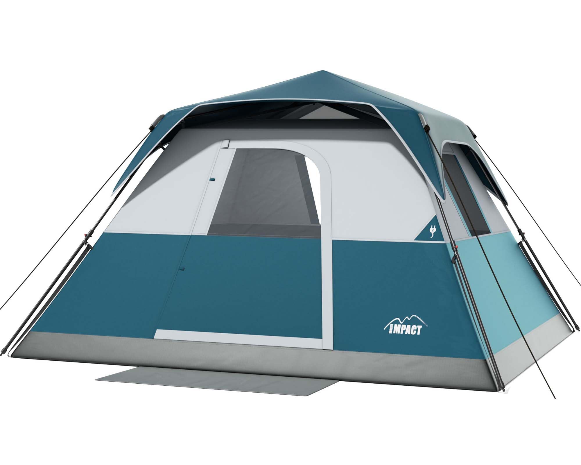 LEISURE IMPACT 6 Person Instant Camping Tent with Rainfly, 60s Easy Setup Family Cabin Tent 10x9ft, 1200mm Waterproof & Skylight