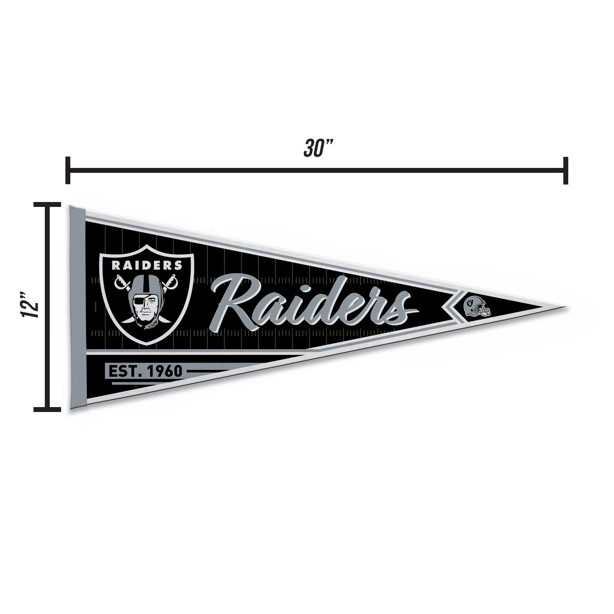 Rico Industries Nfl Football Las Vegas Raiders Classic 12'' X 30'' Felt Wall D  Cor Pennant - Great For Home/Bed Room/Man Cave D