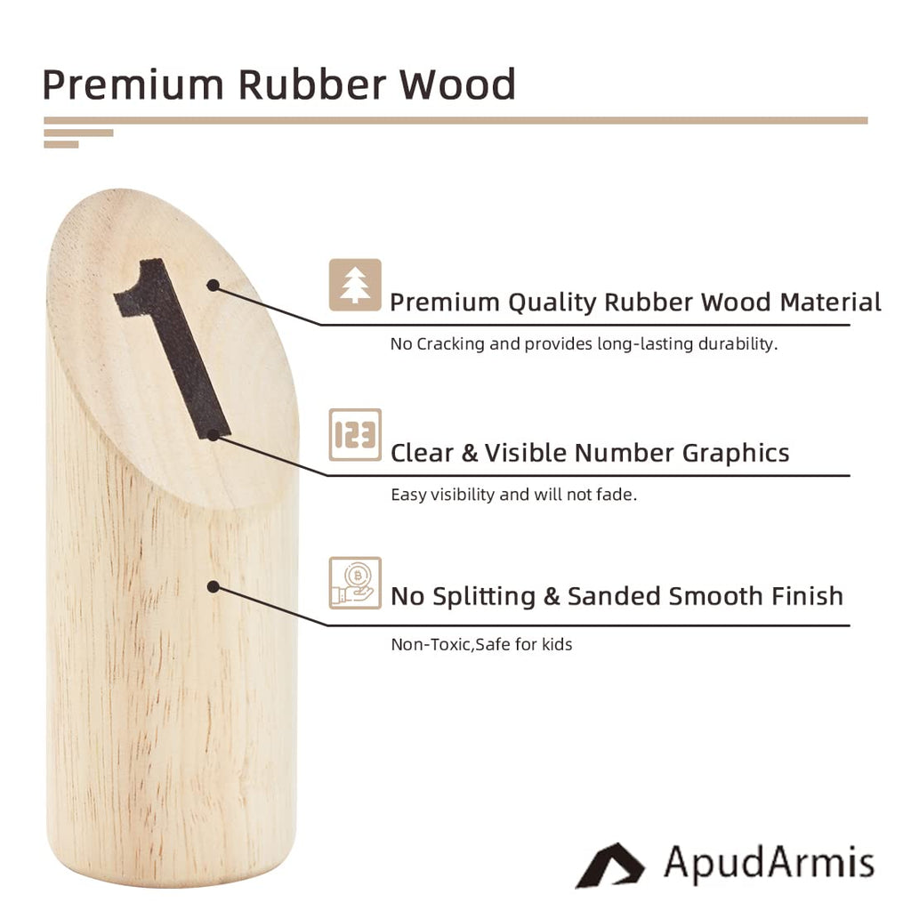 Apudarmis Wooden Tossing Game Set, Numbered Block Toss Games Set With Scoreboard & Carrying Case - Outdoor Lawn Backyard Beach G