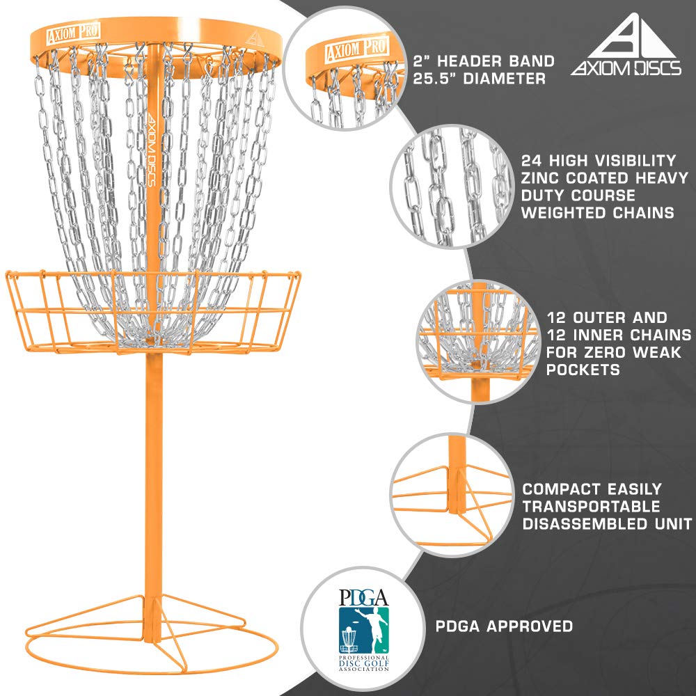 Axiom Discs Pro 24-Chain Disc Golf Basket - Orange