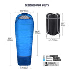 Redcamp Youth Mummy Sleeping Bag For Camping Zipped Small, 40 Degree 3 Season Cold Weather Kids Sleeping Bag Fit Boys & Teens