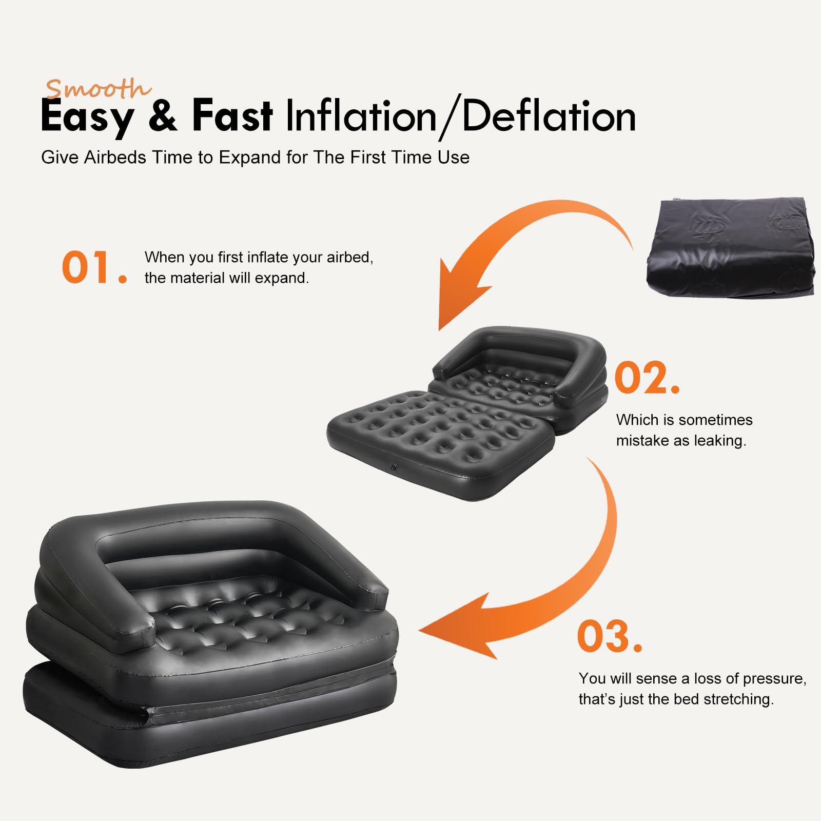 Dimar Garden Inflatable Couch Blow Up Mattress,Outdoor Air Sofa Bed For Camping, Full Size