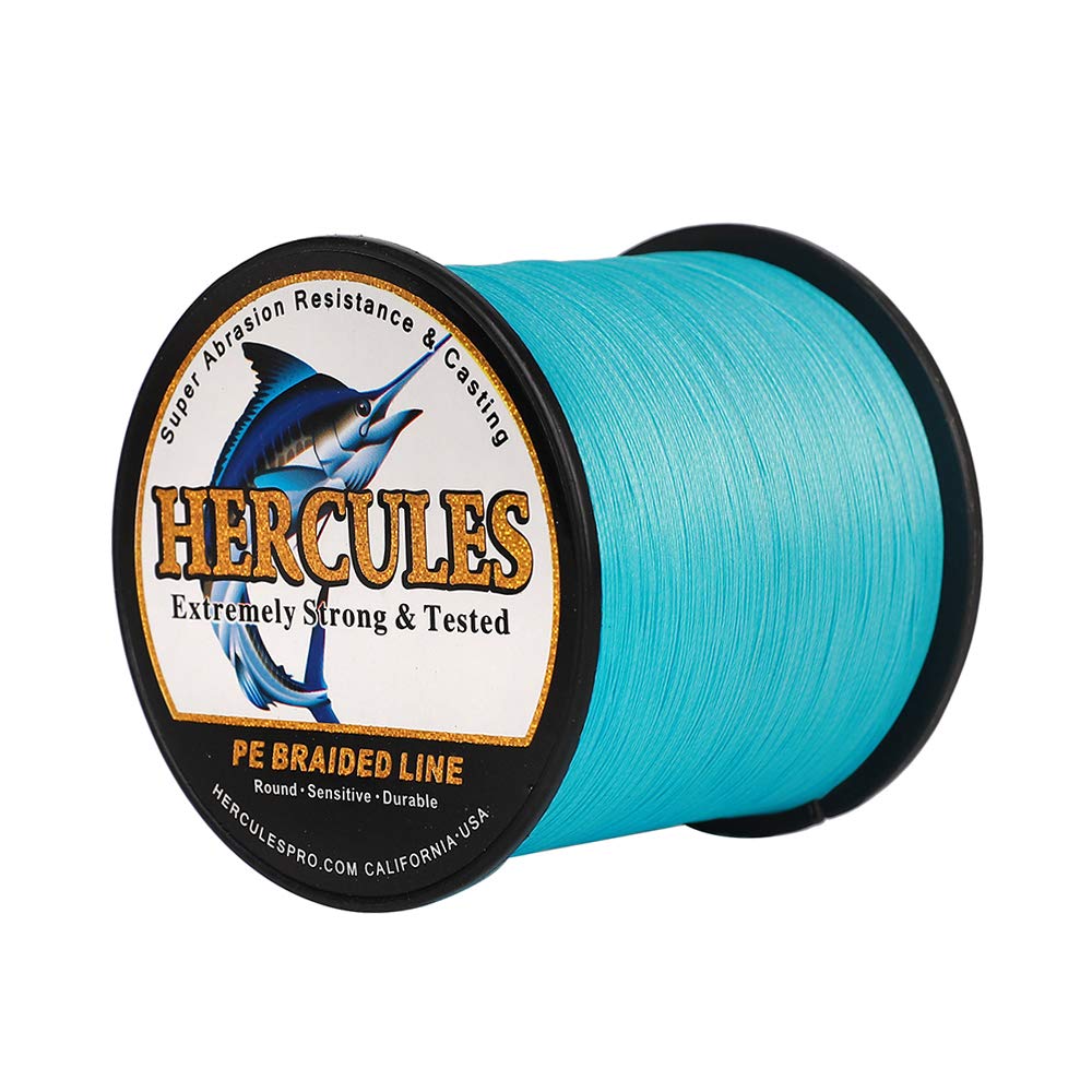 Hercules Braided Fishing Line 2000M 2187Yds 10Lbs-200Lbs Pe Superline 8 Strands (Blue 10Lb/4.5Kg 0.12Mm)