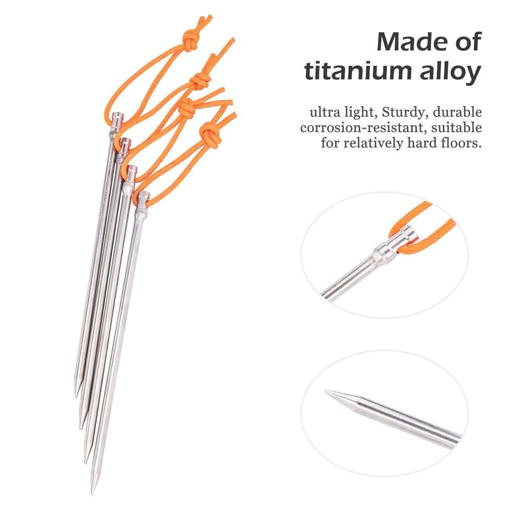 Ibasingo 8Pcs/Lot Titanium Alloy Pegs Camping Tent Stakes Portable Tent Nails For Picnic Hiking Backpacking A-Ti4005P