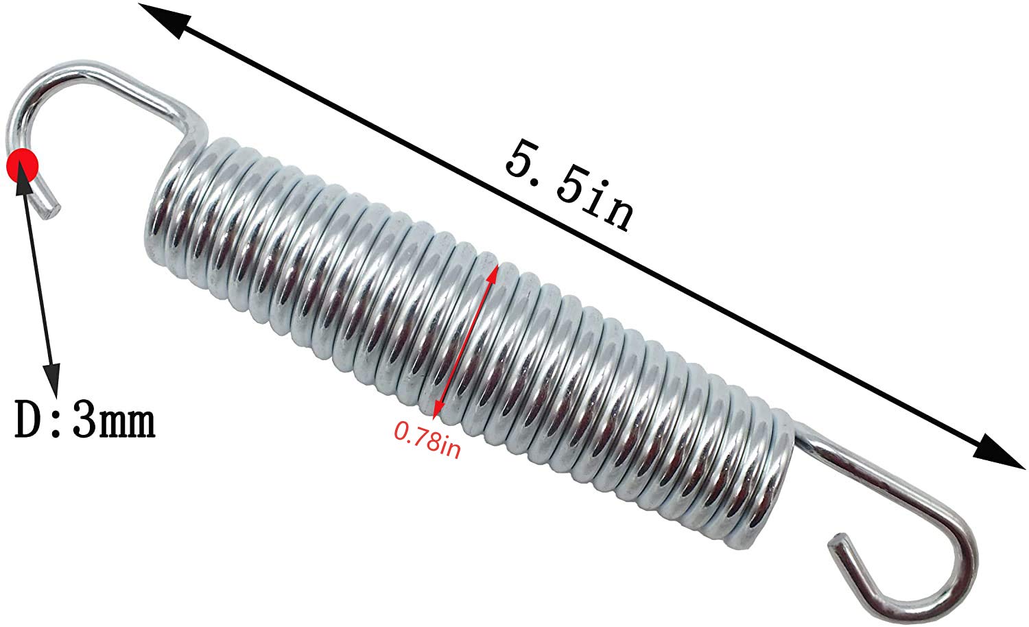 Hengle 5.5 Inch(14Cm) Trampoline Spring Heavy Spring Stainless Steel Galvanized Spring (10Pcs) And 1T-Hook