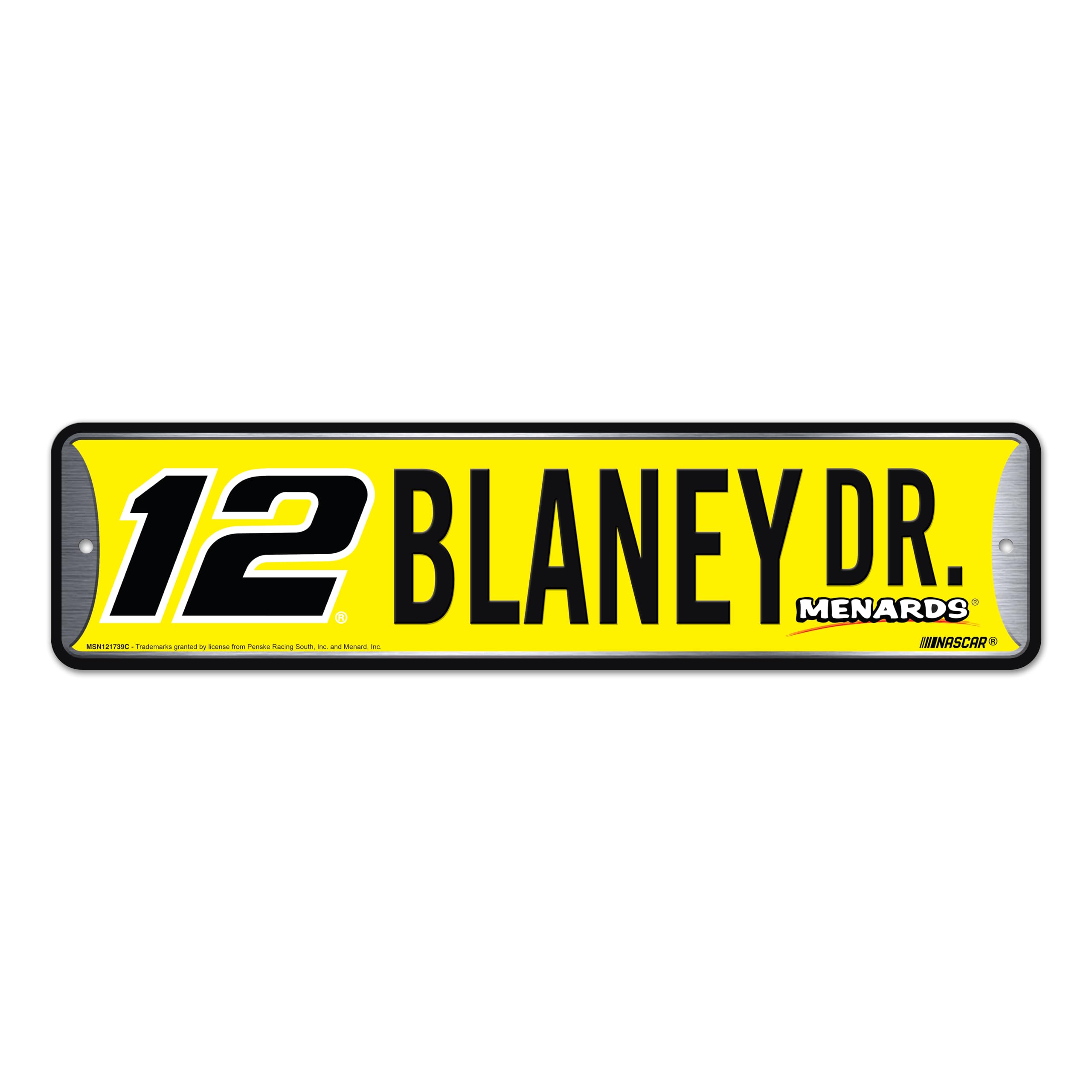 Rico Industries NASCAR Racing Ryan Blaney Metal Street Sign 4 x 15 Home D  cor - Bedroom - Office - Man Cave