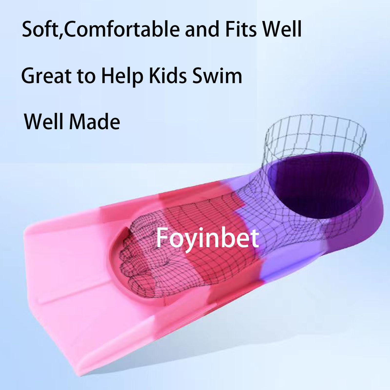 Foyinbet Kids Swim Fins,Short Youth Flippers Swimming Training Fins For Lap Swimming And Training For Children Girls Boys Beginn