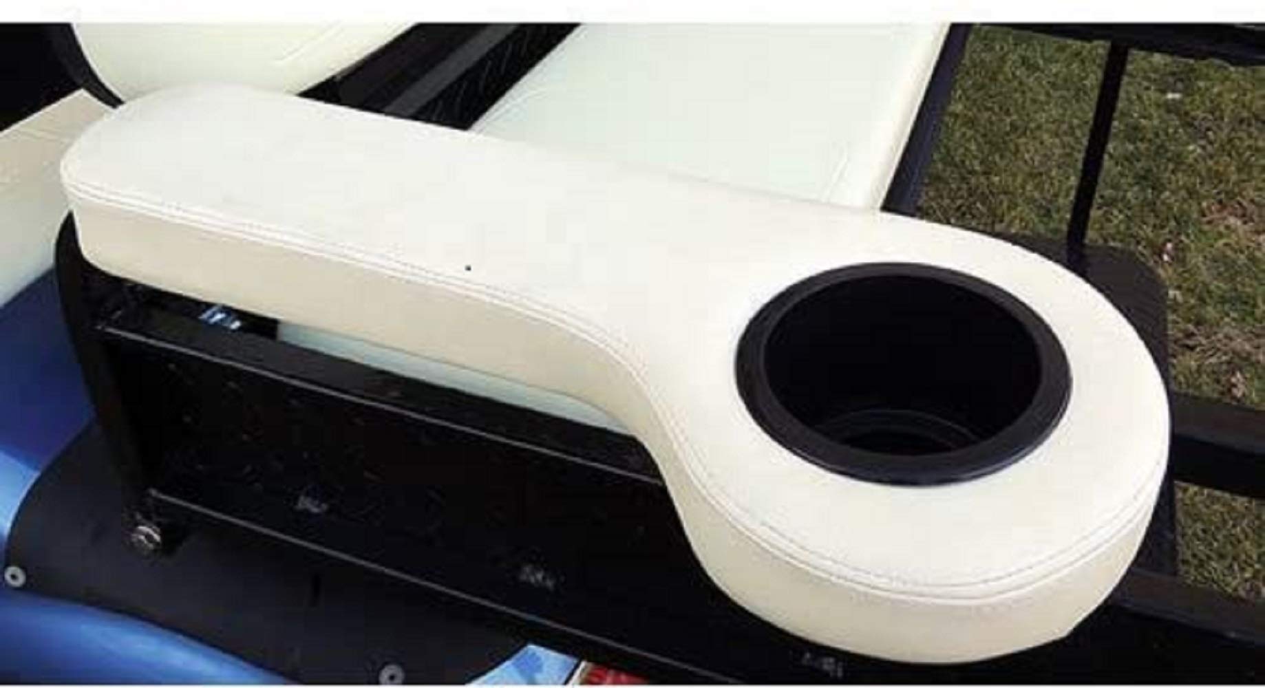 Universal Golf Cart Rear Seat Arm Rests With Cup Holders - White