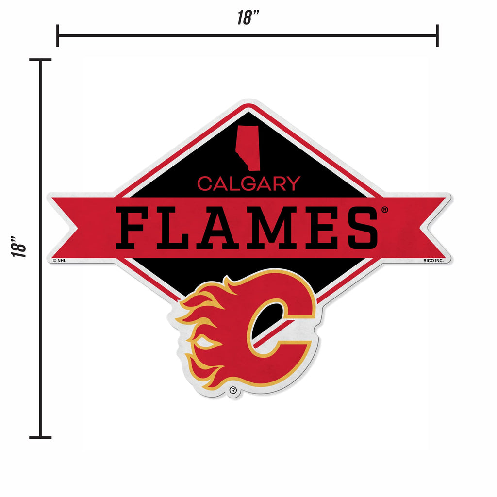 Rico Industries Nhl Calgary Flames Diamond Shape Cut Pennant - Home And Living Room D  Cor - Soft Felt Ez To Hang