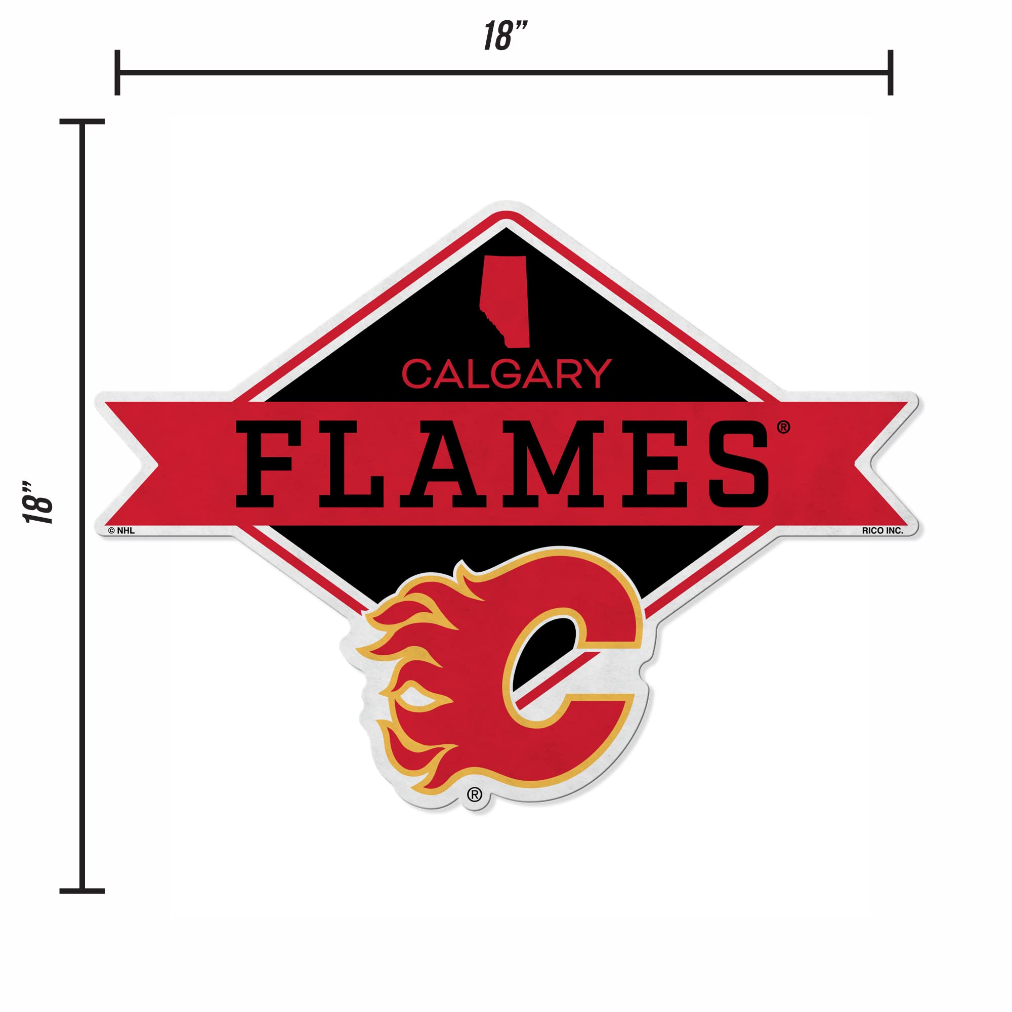 Rico Industries Nhl Calgary Flames Diamond Shape Cut Pennant - Home And Living Room D  Cor - Soft Felt Ez To Hang