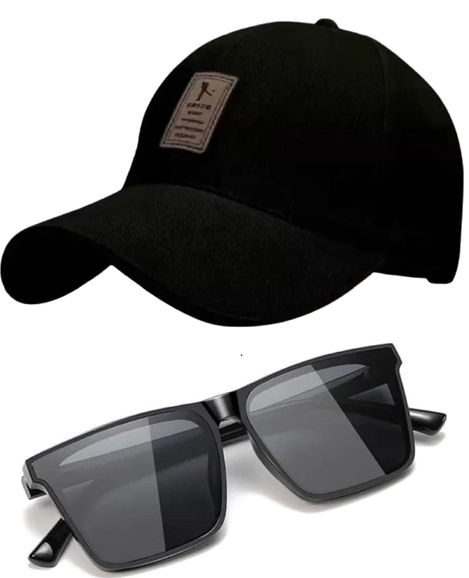 Fy Lane Capiteum Brand BoyS And Girls Combo Pack Of With Sunglass With Black Ediko Baseball Cap Size Free (Black)