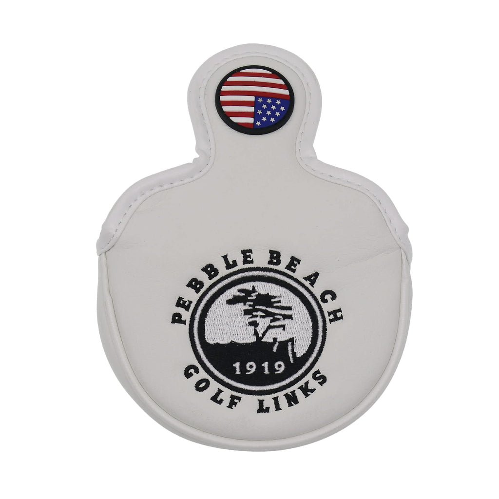 Histar Pebble Beach Magnetic Closure Golf Small Mallet Shaped Putter Cover For Scotty Cameron (White)
