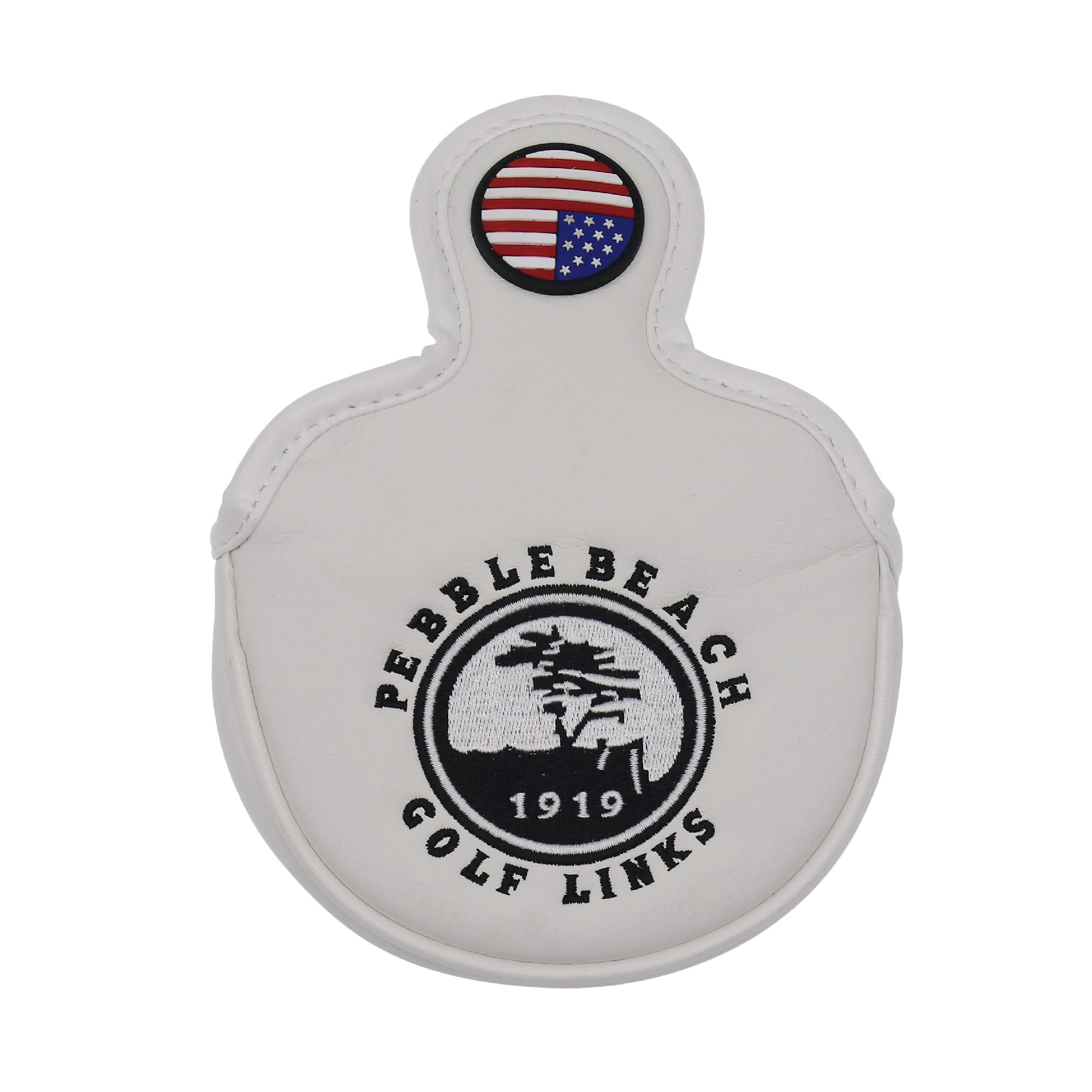 Histar Pebble Beach Magnetic Closure Golf Small Mallet Shaped Putter Cover For Scotty Cameron (White)